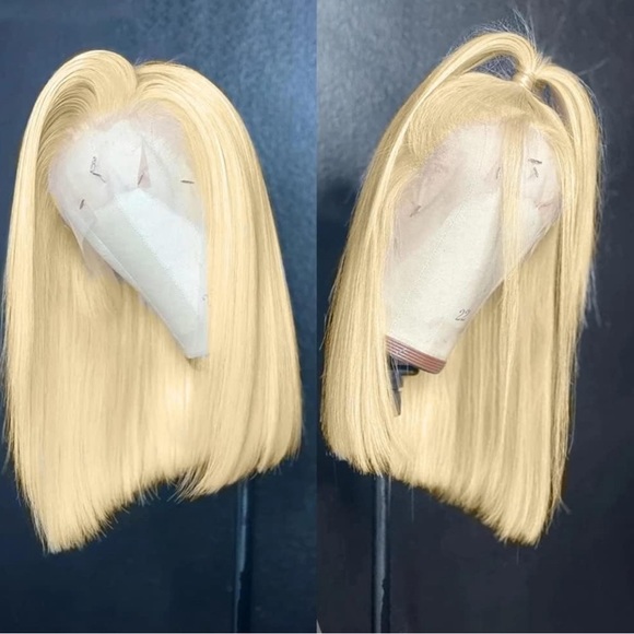 613 Blonde Short Bob Wig Human Hair 13X4 Lace Front Wigs with Baby Hair - Picture 2 of 6